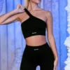 Gerippte Biker-Shorts in Schwarz