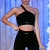 Gerippte Biker-Shorts in Schwarz