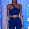 Gerippte Bikershorts in Marineblau
