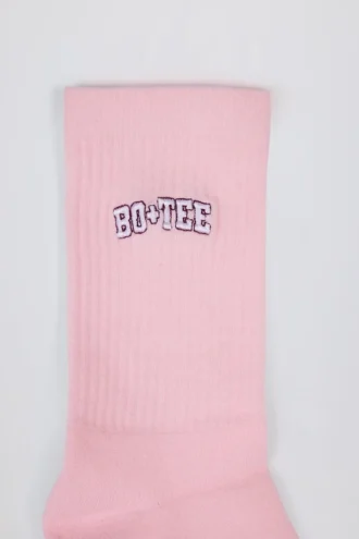 Gerippte Half-Crew-Socken in Puderrosa