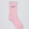 Gerippte Half-Crew-Socken in Puderrosa
