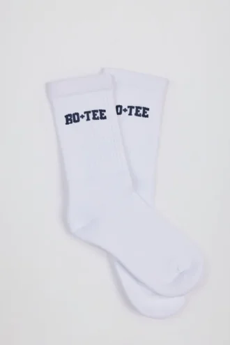 Gerippte Half-Crew-Socken in Weiß