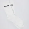 Gerippte Half-Crew-Socken in Weiß