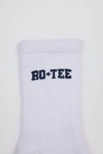 Gerippte Half-Crew-Socken in Weiß