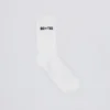 Gerippte Half-Crew-Socken in Weiß