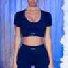 Gerippte Minishorts in Marineblau