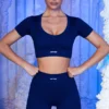Gerippte Minishorts in Marineblau