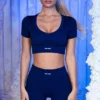 Gerippte Minishorts in Marineblau
