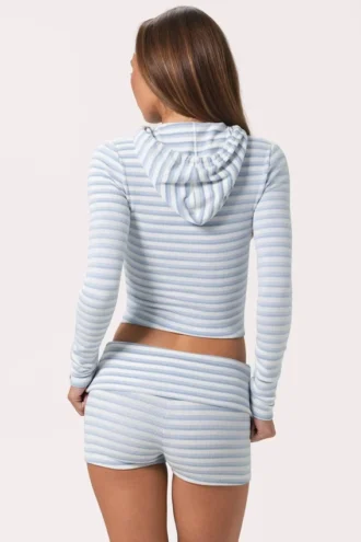 Mini-Shorts aus geripptem Jersey mit blauen Streifen