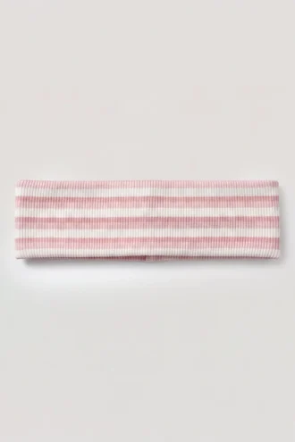 Geripptes Jersey-Stirnband mit rosa Streifen