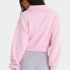 Gestreiftes, kurzes Sweatshirt mit Reißverschluss in Hellrosa