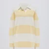 Gestreiftes Oversize-Langarm-T-Shirt in Zitrone