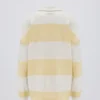 Gestreiftes Oversize-Langarm-T-Shirt in Zitrone