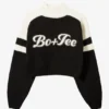 Gestrickter, verkürzter Pullover mit Logo in Schwarz