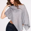 Ghalia Transparenter Jersey-Poncho in Grau Ghalia Transparenter Jersey-Poncho in Grau