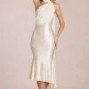Giada Midaxi-Kleid mit Schaldetail in Elfenbein
