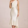Giada Midaxi-Kleid mit Schaldetail in Elfenbein