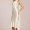 Giada Midaxi-Kleid mit Schaldetail in Elfenbein