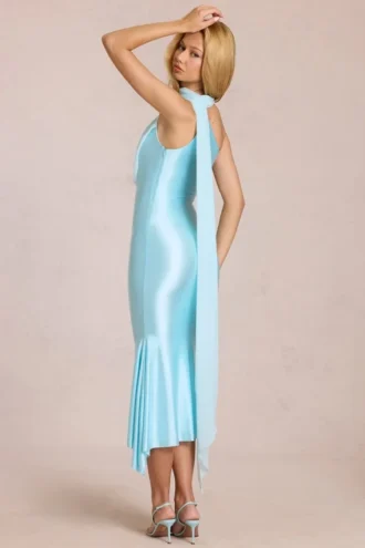 Giada Midaxi-Kleid mit Schaldetail in Soft Aqua