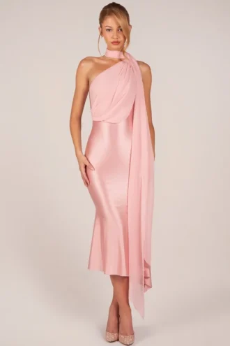 Giada Midaxi-Kleid mit Scharf-Detail in Blush Pink