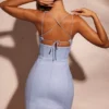 Giovana Minikleid aus Leinen mit Schnürung am Rücken in Sky Grey