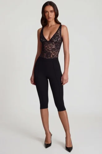 Giuliana Ponte Jersey Cropped Capri-Hose in Schwarz