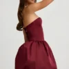 Gloriana Midaxi-Kleid mit umklappbarem Saum und Schleifenverzierung in Weinrot Gloriana Midaxi-Kleid mit umklappbarem Saum und Schleifenverzierung in Weinrot