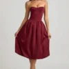 Gloriana Midaxi-Kleid mit umklappbarem Saum und Schleifenverzierung in Weinrot Gloriana Midaxi-Kleid mit umklappbarem Saum und Schleifenverzierung in Weinrot