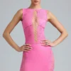 Gracie verziertes, hochgeschlossenes Oberteil mit Schnürung in Bubblegum-Pink