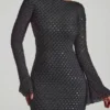 Grazina verziertes A-Linien-Minikleid mit offenem Rücken in Schwarz