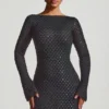 Grazina verziertes A-Linien-Minikleid mit offenem Rücken in Schwarz