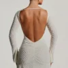 Grazina verziertes A-Linien-Minikleid mit offenem Rücken in Weiß Grazina verziertes A-Linien-Minikleid mit offenem Rücken in Weiß