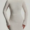 Grazina verziertes A-Linien-Minikleid mit offenem Rücken in Weiß Grazina verziertes A-Linien-Minikleid mit offenem Rücken in Weiß