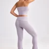 Grob gestrickte Kick-Flare-Hose mit Umschlag in Dusty Lavender Grob gestrickte Kick-Flare-Hose mit Umschlag in Dusty Lavender