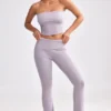 Grob gestrickte Kick-Flare-Hose mit Umschlag in Dusty Lavender Grob gestrickte Kick-Flare-Hose mit Umschlag in Dusty Lavender