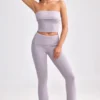 Grob gestrickte Kick-Flare-Hose mit Umschlag in Dusty Lavender Grob gestrickte Kick-Flare-Hose mit Umschlag in Dusty Lavender