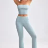 Grob gestrickte Kick-Flare-Hose mit Umschlag in Dusty Teal Grob gestrickte Kick-Flare-Hose mit Umschlag in Dusty Teal