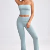 Grob gestrickte Kick-Flare-Hose mit Umschlag in Dusty Teal Grob gestrickte Kick-Flare-Hose mit Umschlag in Dusty Teal