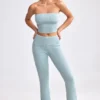 Grob gestrickte Kick-Flare-Hose mit Umschlag in Dusty Teal Grob gestrickte Kick-Flare-Hose mit Umschlag in Dusty Teal