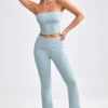 Grob gestrickte Kick-Flare-Hose mit Umschlag in Dusty Teal Grob gestrickte Kick-Flare-Hose mit Umschlag in Dusty Teal