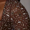 Guilia Transparentes, verziertes, langärmeliges Crop-Top in Deep Cocoa