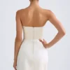 Haisley Bandeau-Minikleid mit strukturiertem Tulpenrock in Elfenbein