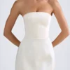 Haisley Bandeau-Minikleid mit strukturiertem Tulpenrock in Elfenbein