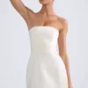Haisley Bandeau-Minikleid mit strukturiertem Tulpenrock in Elfenbein