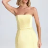 Haisley Bandeau-Minikleid mit strukturiertem Tulpenrock in Lemon Sherbet
