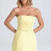 Haisley Bandeau-Minikleid mit strukturiertem Tulpenrock in Lemon Sherbet