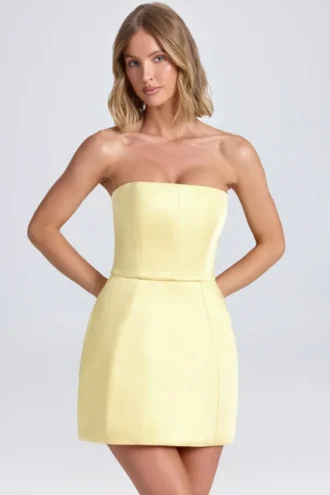 Haisley Bandeau-Minikleid mit strukturiertem Tulpenrock in Lemon Sherbet