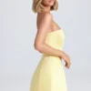Haisley Bandeau-Minikleid mit strukturiertem Tulpenrock in Lemon Sherbet