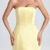 Haisley Bandeau-Minikleid mit strukturiertem Tulpenrock in Lemon Sherbet