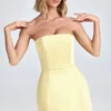 Haisley Bandeau-Minikleid mit strukturiertem Tulpenrock in Lemon Sherbet